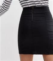 Women's Black Coated Denim Mini Skirt New Look