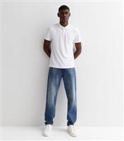 Men's White Short Sleeve Collared Polo Shirt New Look