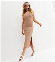 Women's Pink Stripe Jersey Halter Midi Dress New Look