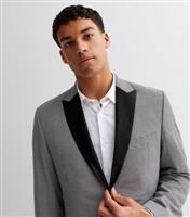 Men's Black Check Contrast Collar Slim Fit Suit Jacket New Look