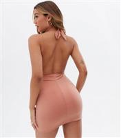 Women's Pale Pink Jersey Halter Neck Mini Bodycon Dress Parisian New Look