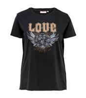 Women's Plus Size Dark Grey Love Logo T-Shirt Curves ONLY New Look