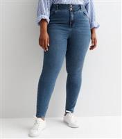 Women's Plus Size Teal Lift & Shape High Waist Yazmin Skinny Jeans Curves New Look