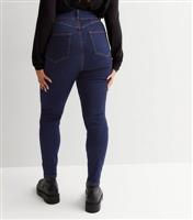 Women's Plus Size Blue Rinse Wash Lift & Shape High Waist Yazmin Skinny Jeans Curves New Look