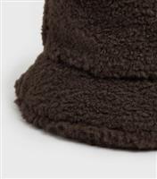 Girls' Dark Brown Borg Bucket Hat New Look