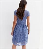 Women's Pale Blue Lace Short Sleeve Dress VILA New Look