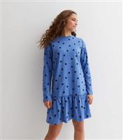 Pale Blue Spot Long Sleeve Smock Dress Name It New Look