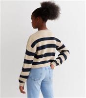 White Stripe Knit Boxy Jumper Name It New Look