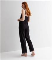 Women's Maternity Black Trouser Pyjama Set with Lace Trim New Look