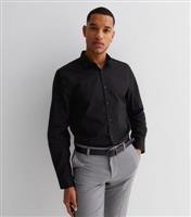 Men's Black Poplin Long Sleeve Regular Fit Shirt New Look