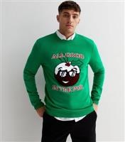 Men's Green Christmas Pudding Logo Jumper New Look