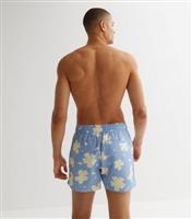 Men's Blue Floral Drawstring Swim Shorts New Look