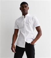 Men's White Poplin Short Sleeve Muscle Fit Shirt New Look