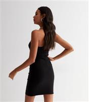 Women's Black Velvet Diamant Bandeau Mini Bodycon Dress Pink Vanilla New Look