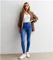 Women's Bright Blue Mid Rise Lift & Shape Emilee Jeggings New Look