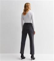 Women's Dark Grey Ankle Grazing Hannah Straight Leg Jeans New Look