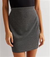 Women's Light Grey Pinstripe Jersey Mini Tube Skirt New Look