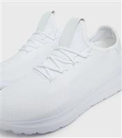 Men's White Knit Lace Up Trainers New Look