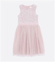 Pale Pink Sequin Bow Dress Mini Maya New Look