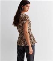 Women's Brown Leopard Print Satin Twist Shell Top New Look
