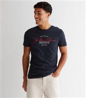 Men's Jack & Jones Navy Crew Neck Short Sleeve Logo T-Shirt New Look
