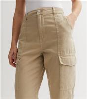 Women's Stone Cotton Cuffed Cargo Trousers New Look