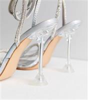 Women's Silver Holographic Stiletto Heel Sandals Public Desire New Look