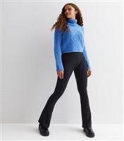 Girls' Black Ribbed High Waist Flared Trousers New Look