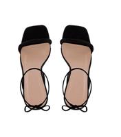 Women's Black Tie Faux Bamboo Heel Sandals South Beach New Look