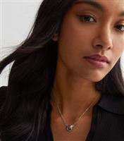 Silver Cubic Zirconia Link Pendant Necklace New Look