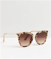 Brown Tortoiseshell Effect Square Frame Sunglasses New Look