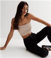 Women's Mink Ribbed Jersey Strappy Crop Cami New Look