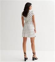White Spot Ruffle Mini Tea Dress New Look