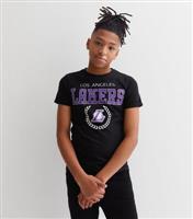 Black Crew Neck Los Angeles Lakers Logo T-Shirt School Name It New Look