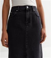Women's Black Denim Split Hem Maxi Skirt New Look