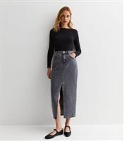 Women's Pale Grey Denim Split Hem Maxi Skirt New Look