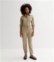 Stone Button Front Jumpsuit New Look