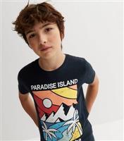 Navy Paradise Island Logo T-Shirt Name It New Look