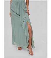 Women's Light Green Halter Neck Drape Frill Open Back Maxi Dress VILA New Look