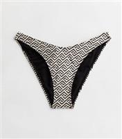Women's White Metallic Monogram V Front Bikini Bottoms New Look