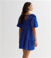 Bright Blue Frill Tiered Mini Dress New Look