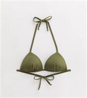Women's Khaki Moulded Triangle Bikini Top New Look