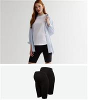 Women's Maternity 2 Pack Black Jersey Cycling Shorts New Look