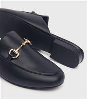 Women's Black Leather-Look Bar Trim Loafers London Rebel New Look
