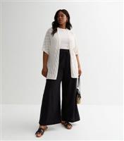 Curves Off White Chevron Knit Kimono Cardigan New Look