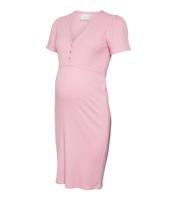 Women's Maternity Pink Ribbed Button Front Mini Dress Mamalicious New Look