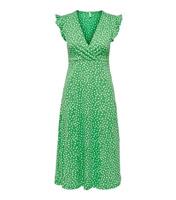 Women's Green Ditsy Floral Frill Midi Dress ONLY New Look