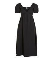 VILA Black Puff Sleeve Midi Dress New Look