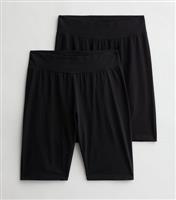 Women's Plus Size 2 Pack Black Cycling Shorts Curves New Look