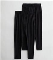 Women's Plus Size 2 Pack Black Jersey Leggings Curves New Look